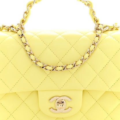 Chanel Lambskin Quilted Mini Chain Top Handle Rectangular Flap Light Yellow 8 of 10