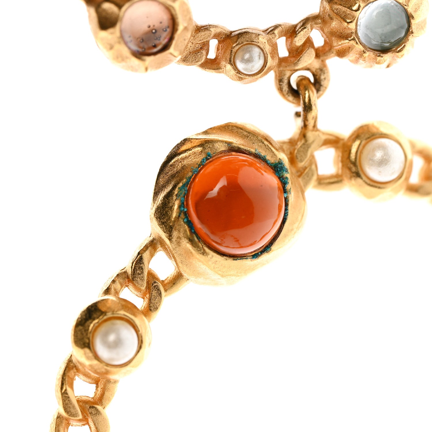 Chanel Pearl Gripoix Crystal No 5 Medallion Necklace Gold 7 of 8