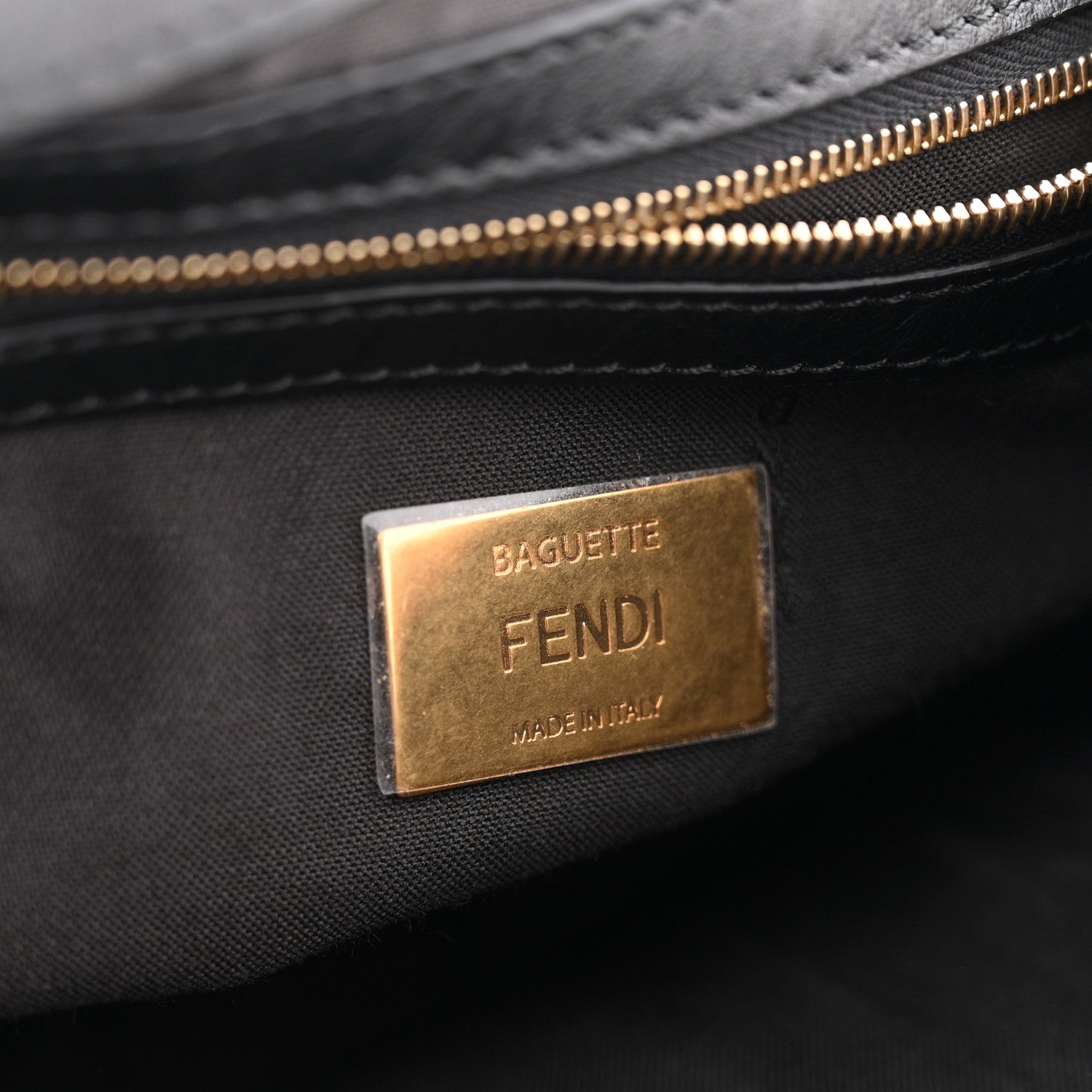 Fendi Shearling Vitello Dolce Macro FF 1974 Baguette Tobacco Black