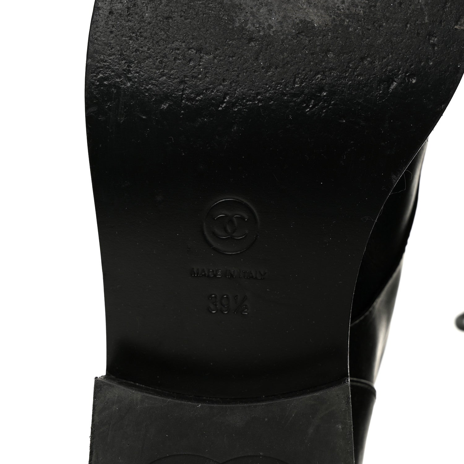 Chanel Iridescent Calfskin Patent Cap Toe Combat Boots 39.5 Black 6 of 9