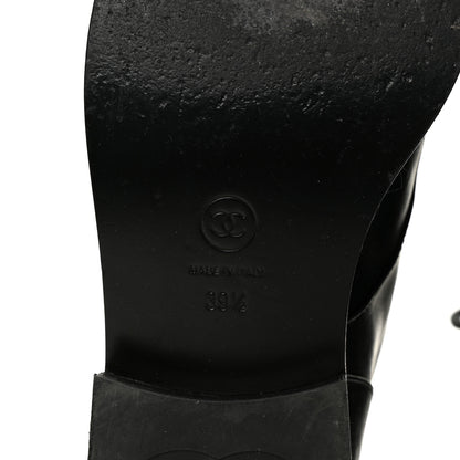 Chanel Iridescent Calfskin Patent Cap Toe Combat Boots 39.5 Black 6 of 9