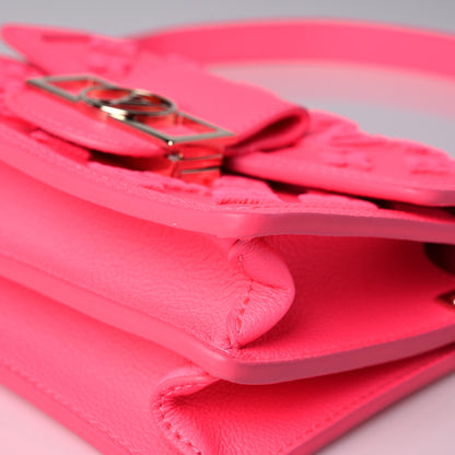 Louis Vuitton Grained Calfskin Tufted Monogram Mini Dauphine Fluo Pink 8 of 10