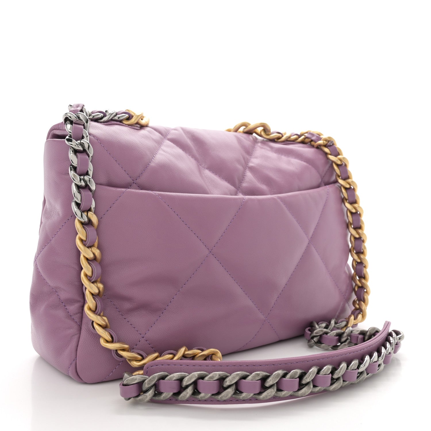 ✨大人気✨CHANEL 19 ジップケース パープル Chanel Goatskin Quilted Large Chanel 19 Flap Purple 1578896