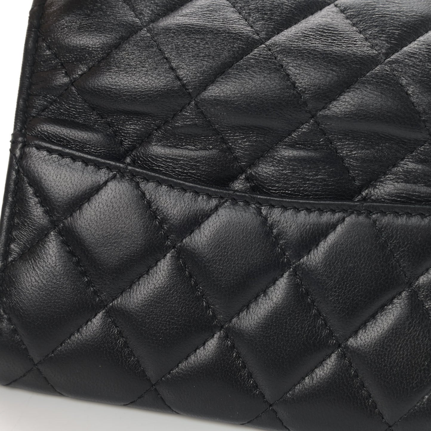 Lambskin Quilted Flap Card Holder Black