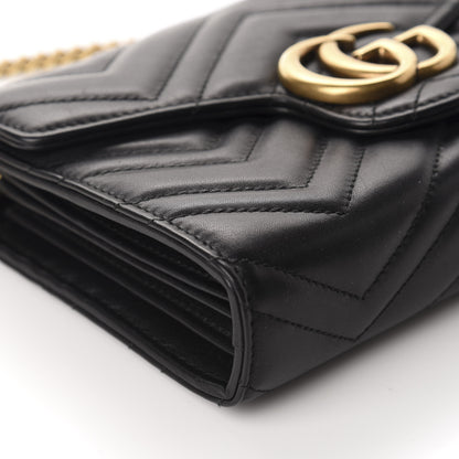 Gucci Calfskin Matelasse GG Marmont Chain Wallet Black 6 of 10