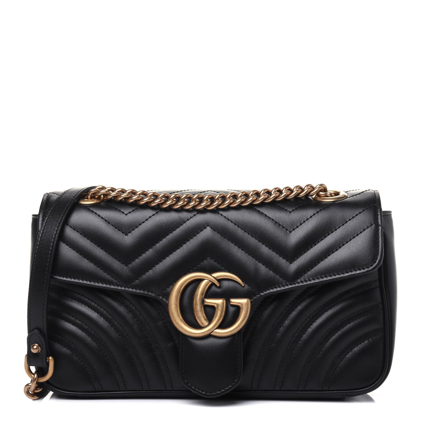 Calfskin Matelasse Small GG Marmont Shoulder Bag Black