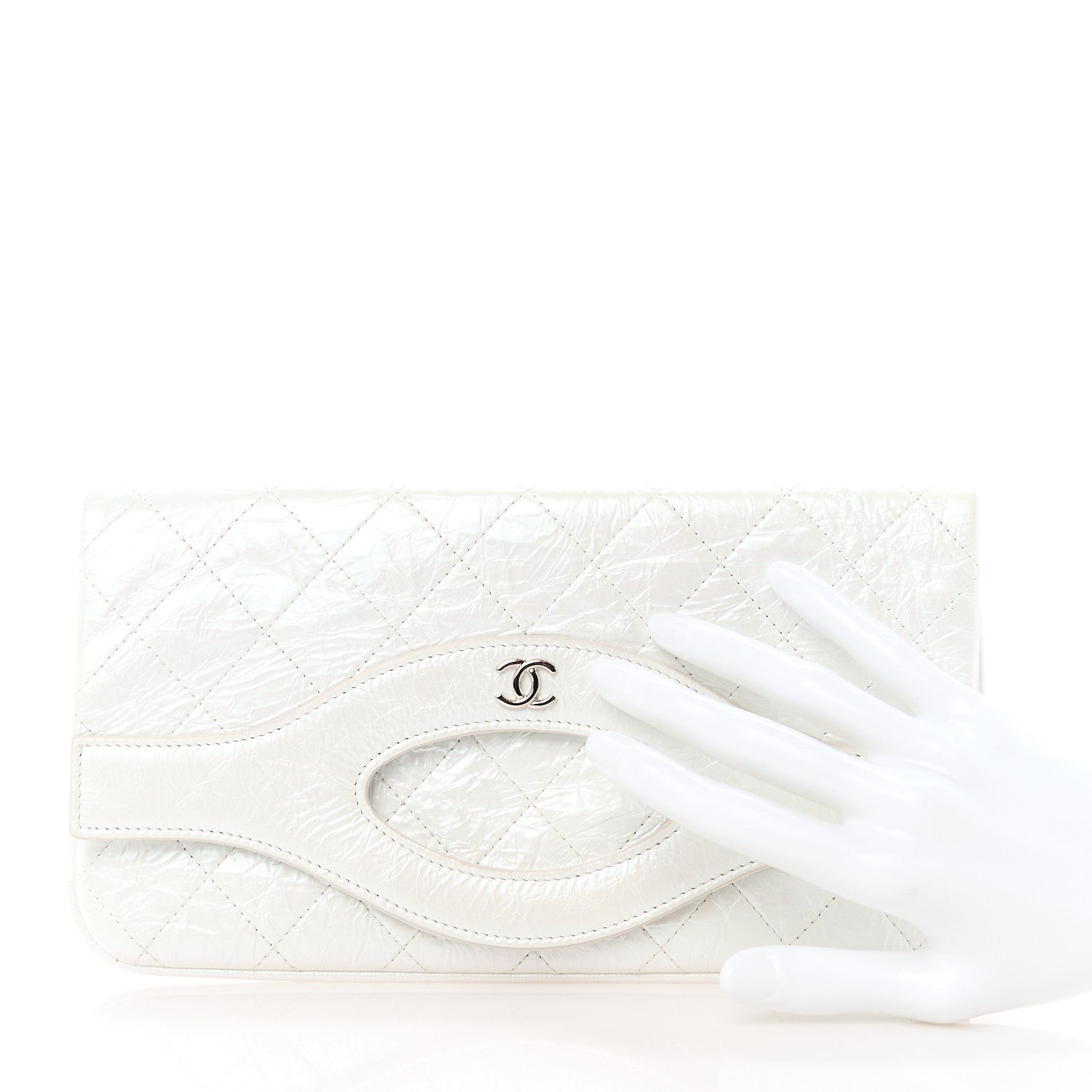 Chanel Iridescent Aged Calfskin Quilted Small 31 Pouch White 2 of 11