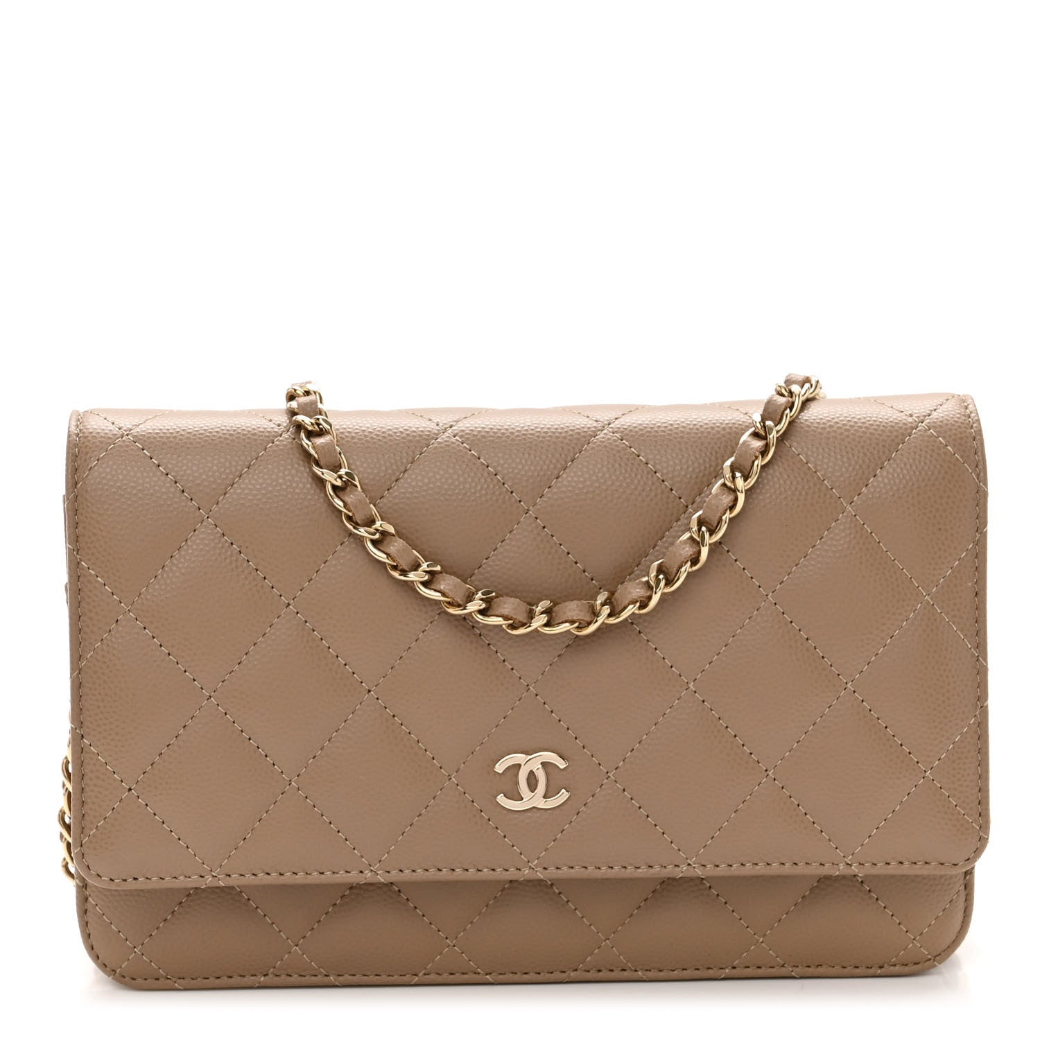Chanel Caviar Quilted Wallet On Chain WOC Dark Beige 1 of 11
