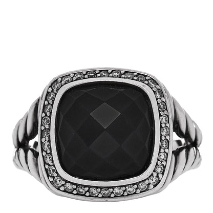 David Yurman Sterling Silver Diamond Black Onyx 11mm Albion Statement Ring 57 8 1 of 5