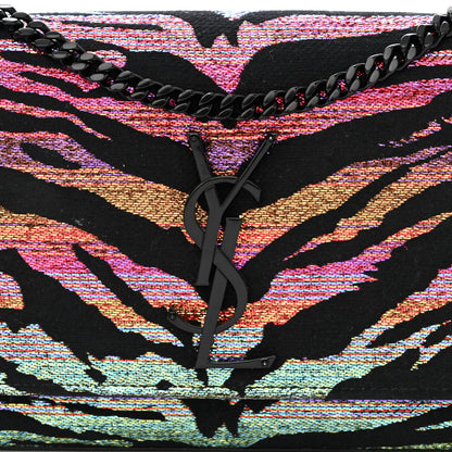 Saint Laurent Canvas Calfskin Metallic Tiger Print Small Monogram Kate Satchel Black Multicolor 8 of 15