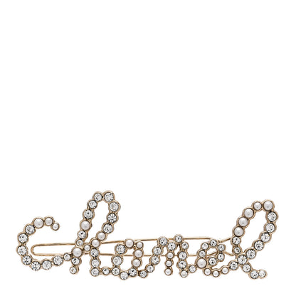 Chanel Metal Glass Swirling Pearls Hair Clip Gold 1 of 5