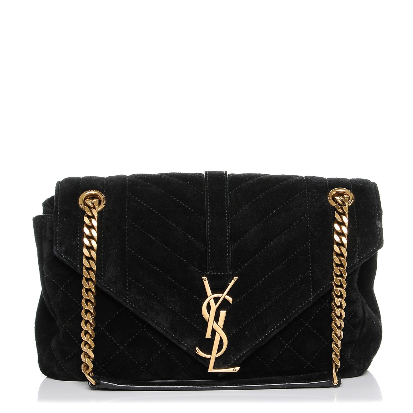 Suede Tri-Quilt Monogram Medium College Bag Black