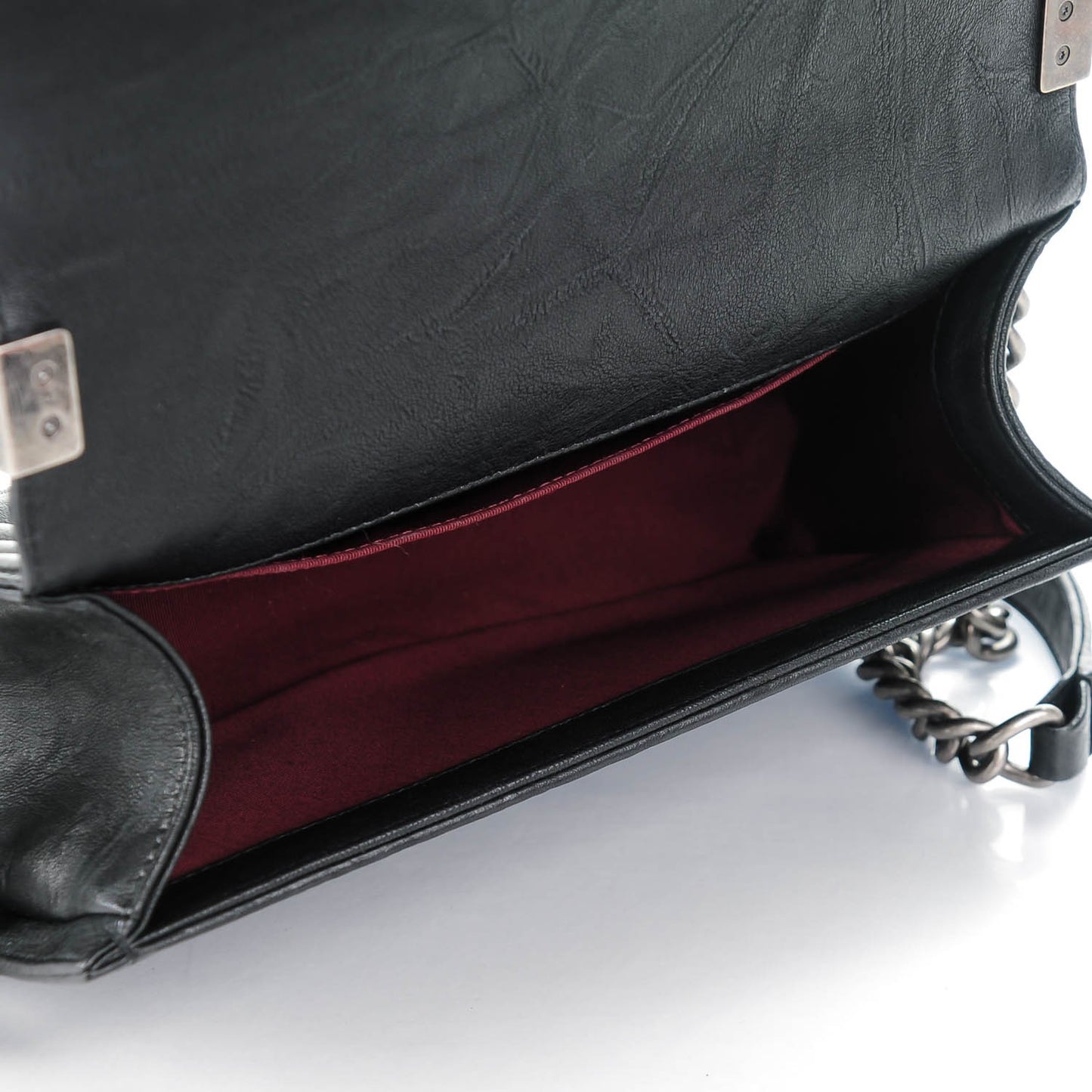 Crumpled Lambskin Medium Studded Boy Flap Black