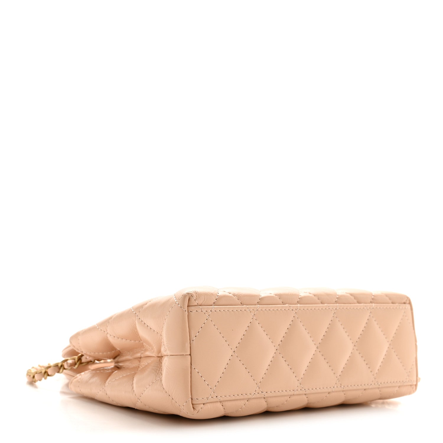 Chanel Shiny Aged Calfskin Quilted Nano Kelly Shopper Beige 4 of 10