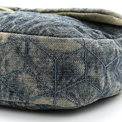 Chanel Denim Quilted Camellia Embroidered Medium Flap Blue 10 of 12