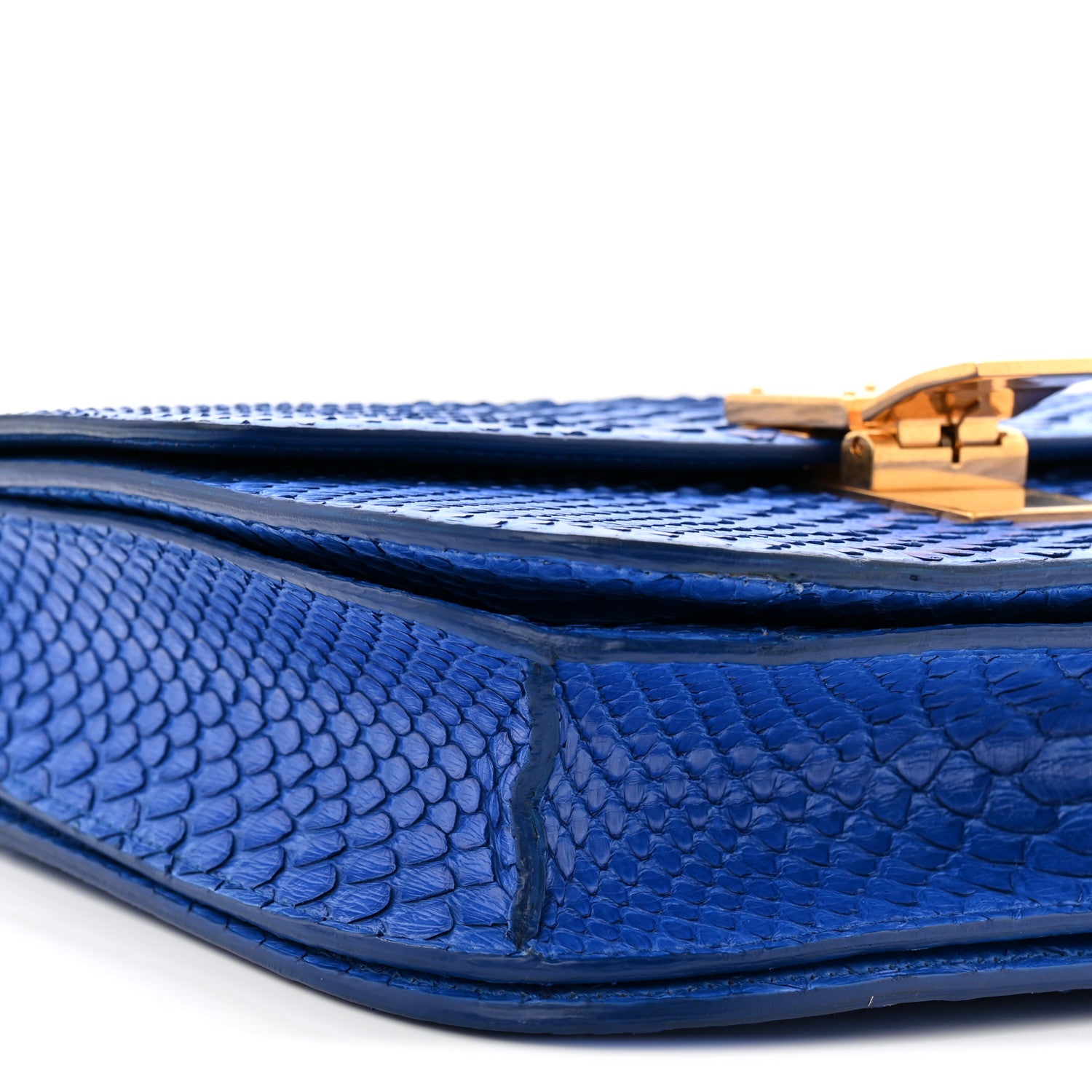 Celine Snakeskin Medium Classic Box Flap Blue 8 of 9