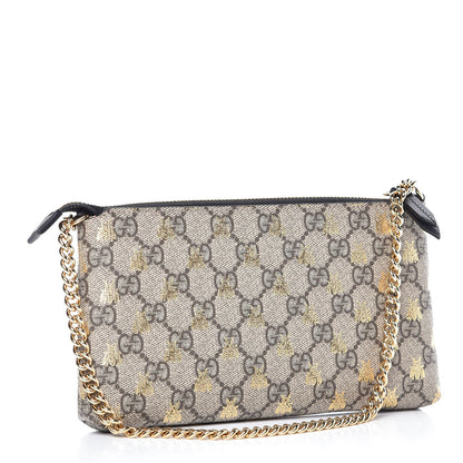Gucci GG Supreme Monogram Bees Wrist Wallet Beige Black 3 of 8