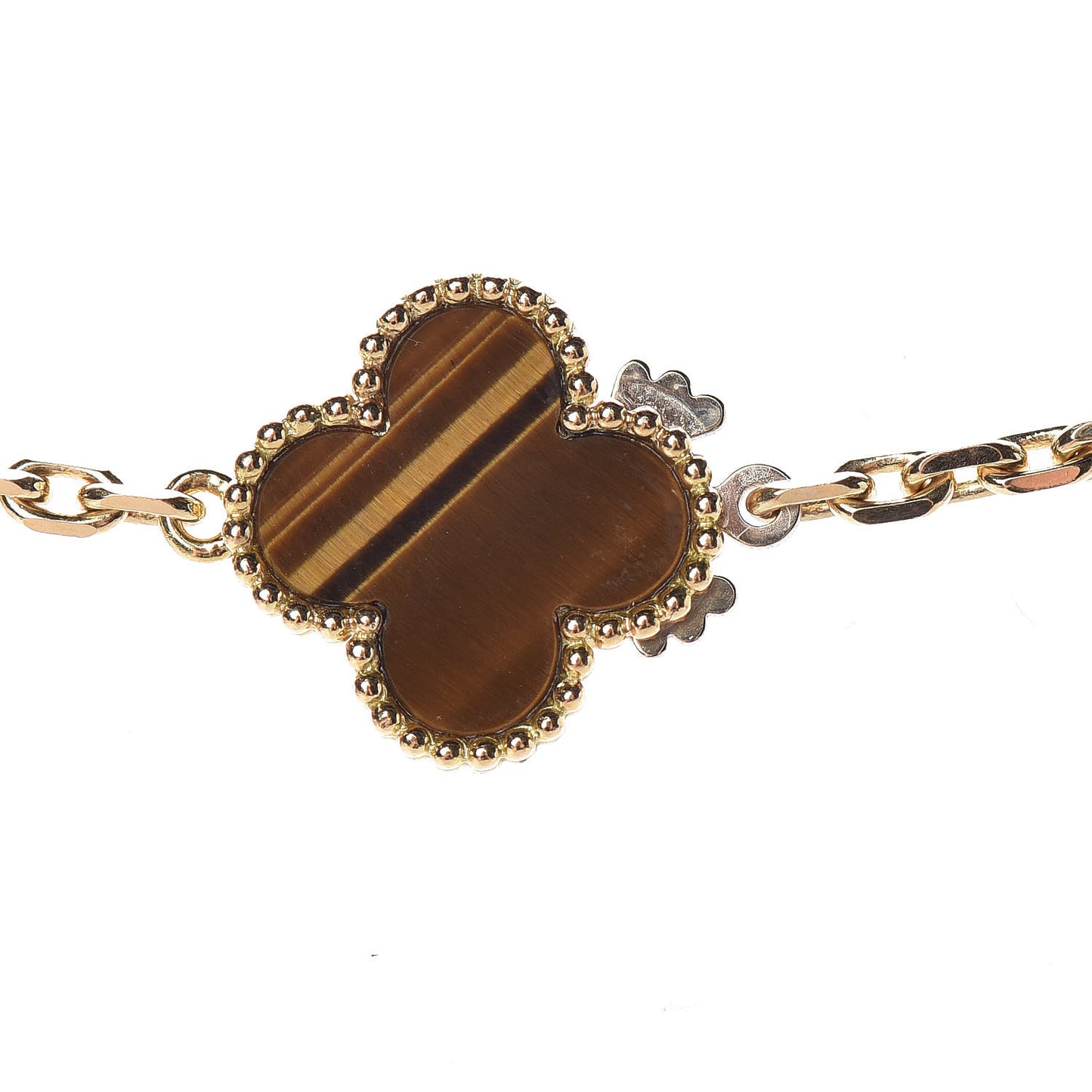 18K Gold Tiger Eye Carnelian 16 Motifs Magic Alhambra Necklace