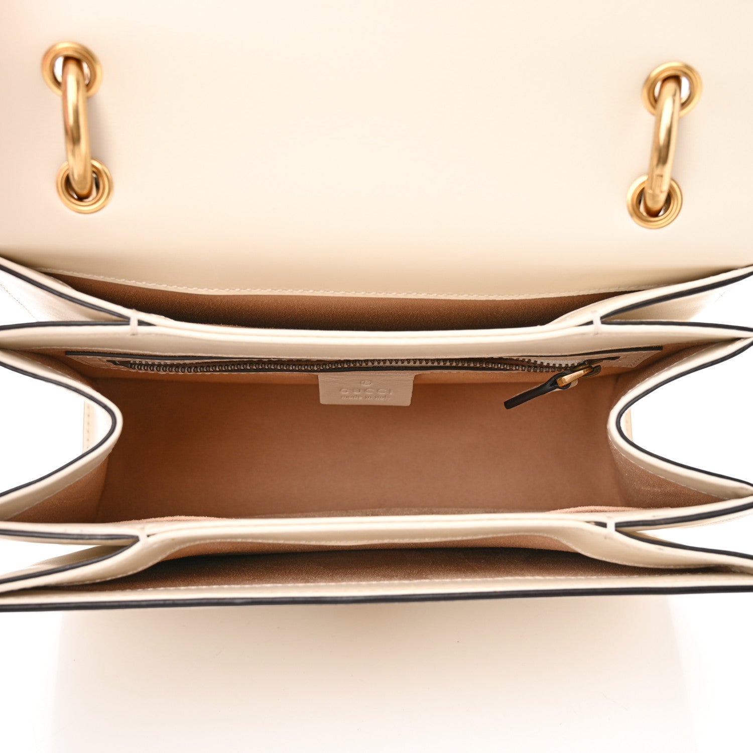 Gucci Calfskin Sylvie Web Small Queen Margaret Top Handle Bag White 5 of 11