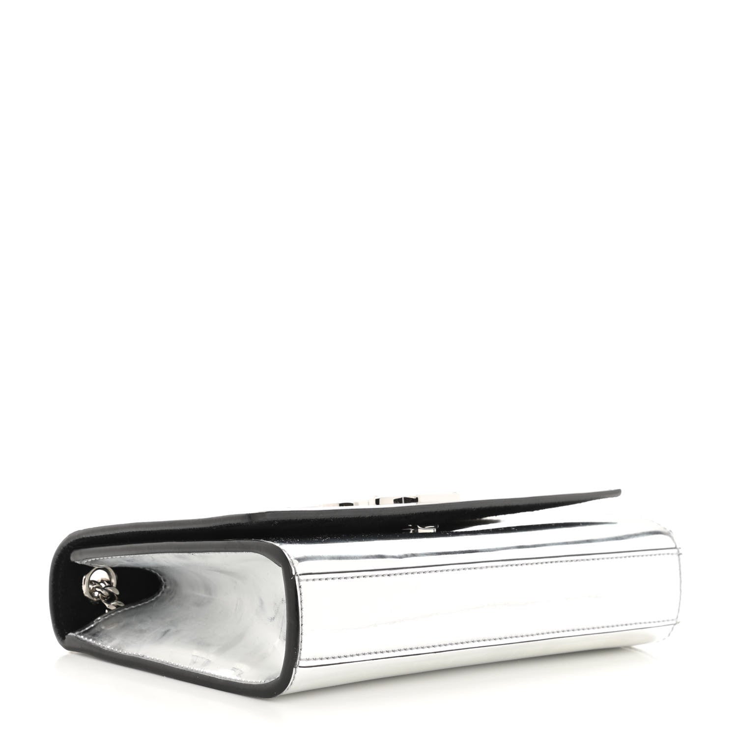 Saint Laurent Vinyl Mirror Small Classic Monogram Kate Satchel Argento 4 of 8
