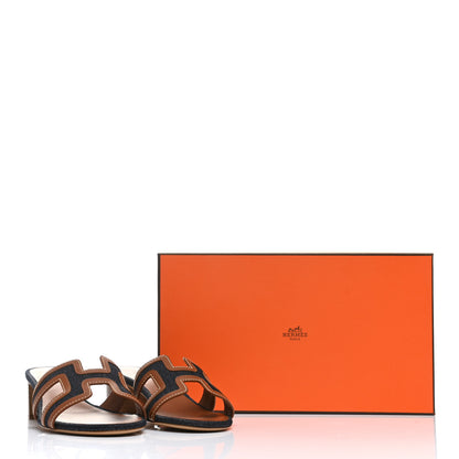 Hermes Calfskin Denim Oasis Sandals 36 Bleu Brut Gold 9 of 9