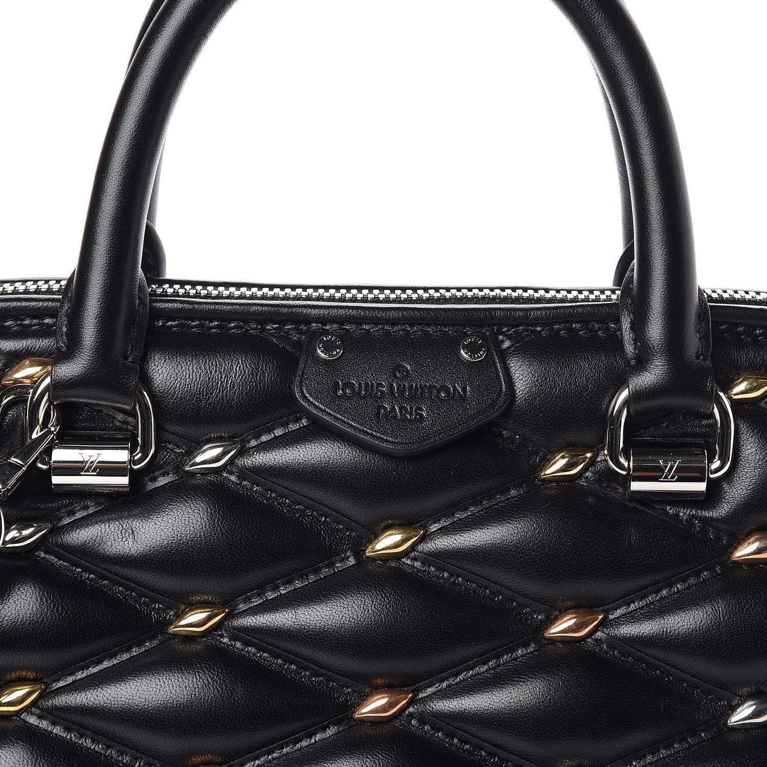 Louis Vuitton Lambskin Studded Malletage Alma PM Black 7 of 10