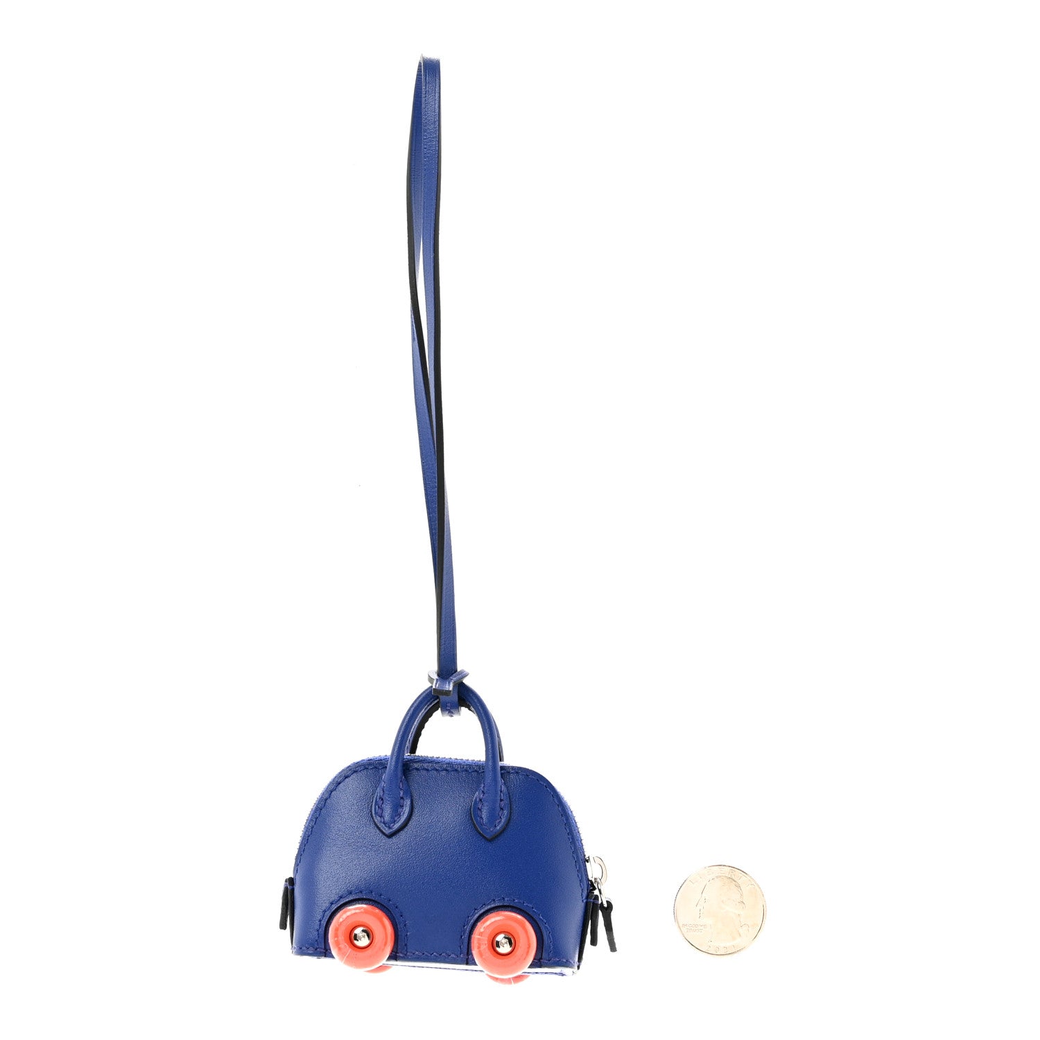 Hermes Chevre Mysore Bolide On Wheels Bag Charm Bleu Electrique 2 of 5