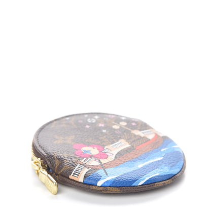 Louis Vuitton Monogram 2019 Christmas Animation Round Coin Purse Blue 4 of 7
