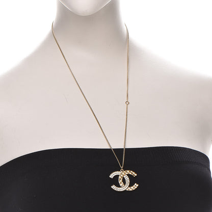 Chanel Baguette Crystal Quilted CC Pendant Necklace Gold 2 of 6