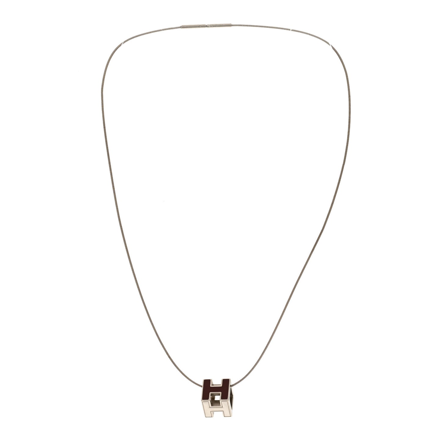 Palladium Lacquered Cage d'H Necklace Rouge H