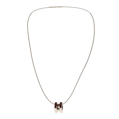 Hermes Palladium Lacquered Cage d'H Necklace Rouge H 3 of 7