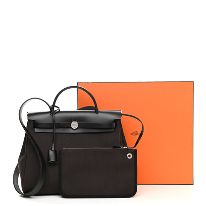 Hermes Military Toile Vache Hunter Herbag Zip Retourne 31 PM Ebene Black 12 of 12