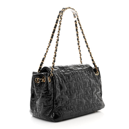Chanel Patent Puzzle Accordion Flap Bag Black 3 of 12