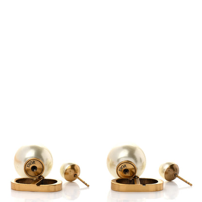Christian Dior Pearl Logo Drop Earrings Gold 3 of 4