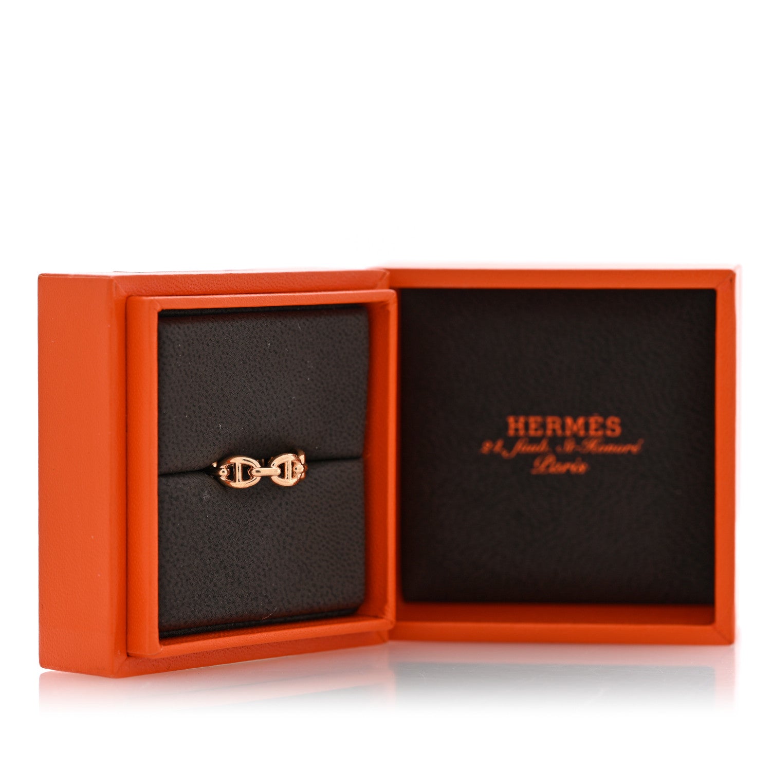 Hermes 18K Rose Gold PM Chaine d'Ancre Enchainee Ring 50 5.25 5 of 5