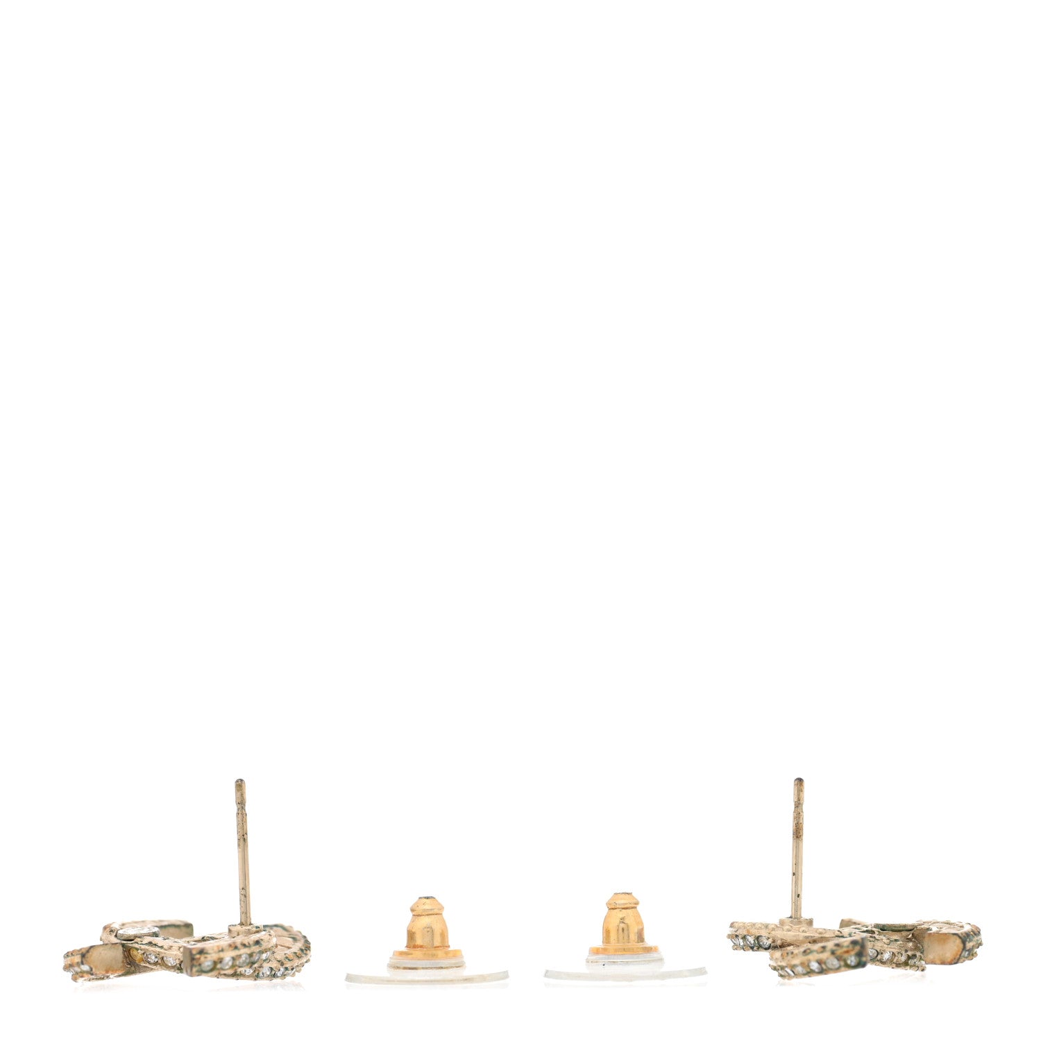 Chanel Crystal Timeless CC Earrings Light Gold 3 of 5