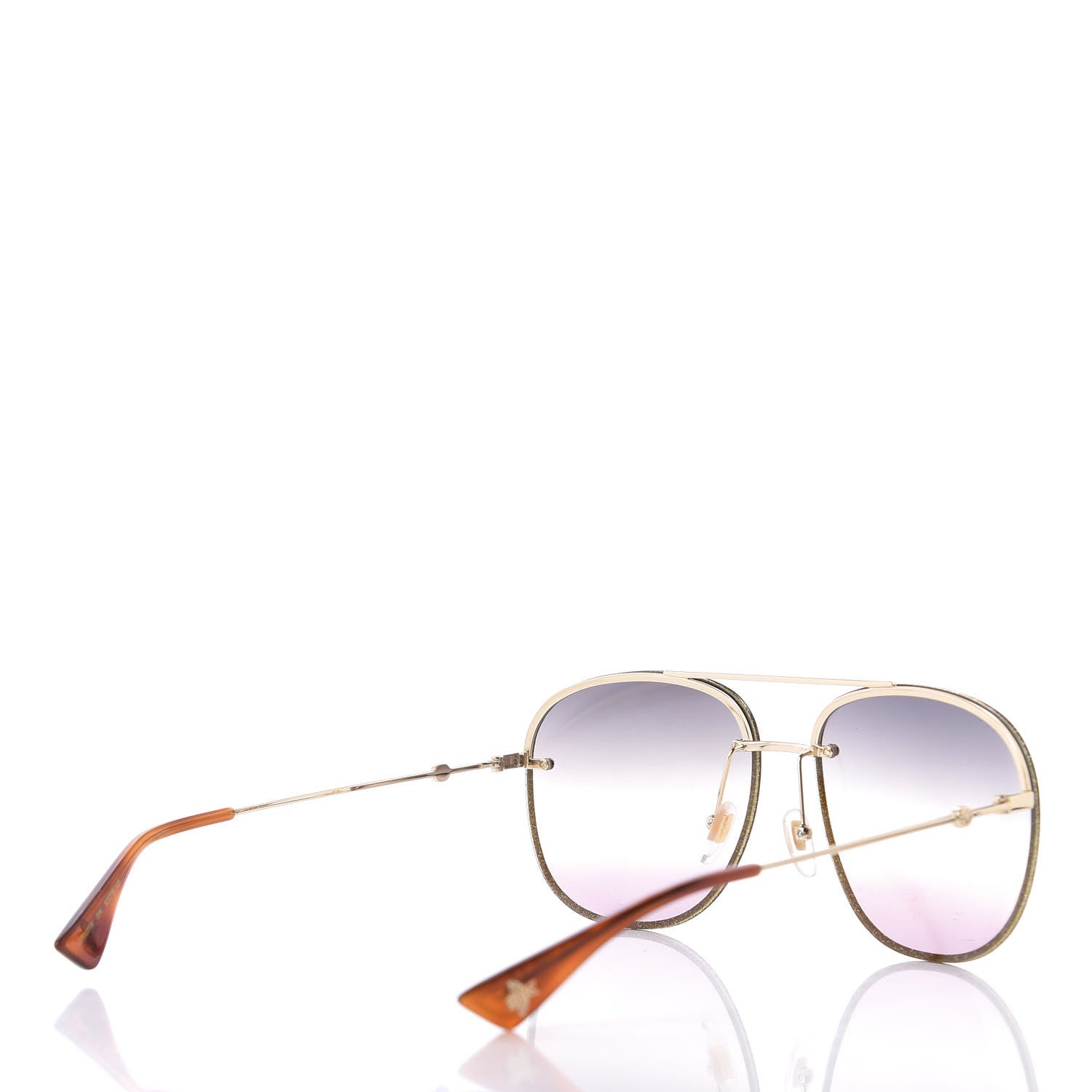 Gucci Metal Glitter Aviator Sunglasses G0227S Gold 4 of 8