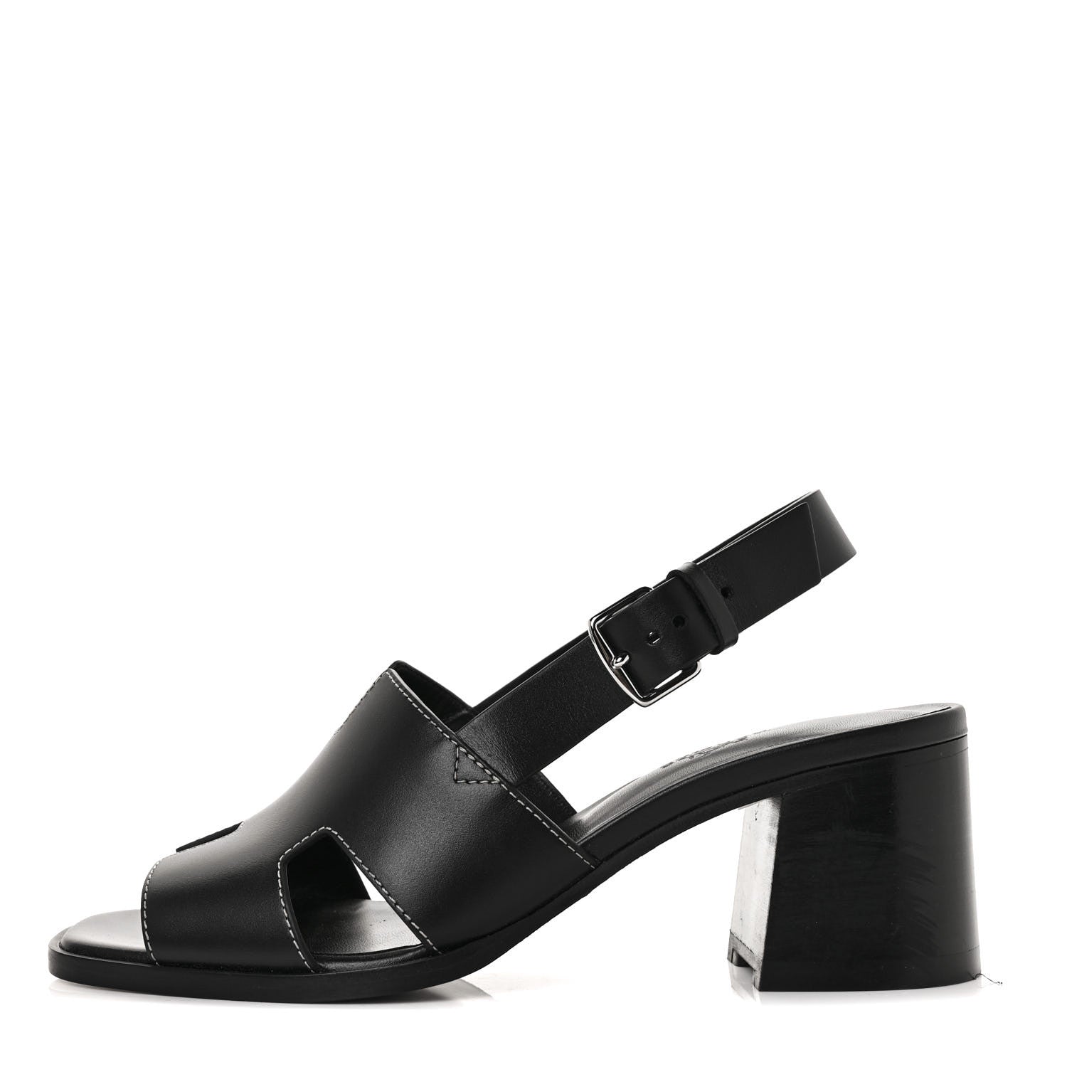 Hermes Calfskin Elbe 60 Sandals 38 Black 1 of 9