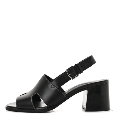 Hermes Calfskin Elbe 60 Sandals 38 Black 1 of 9