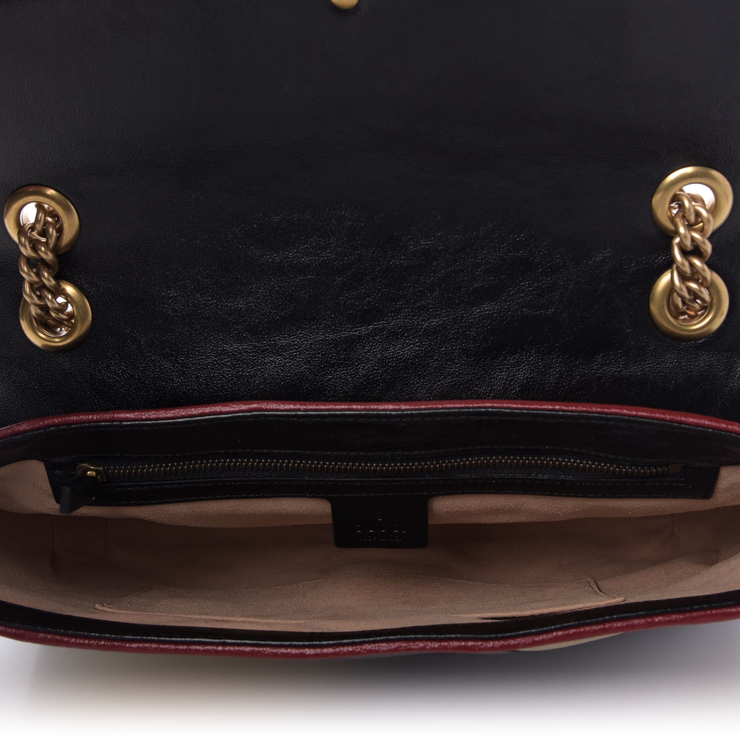 Gucci Azalea Calfskin Matelasse Diagonal Patchwork Medium Torchon GG Marmont Shoulder Bag Black Beige Romantic Cerise 5 of 9