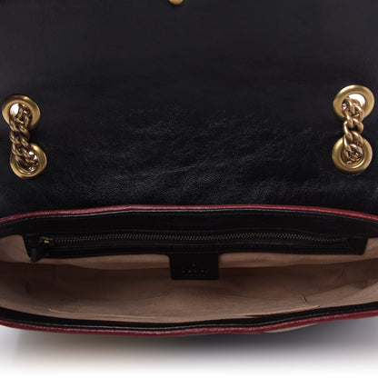 Gucci Azalea Calfskin Matelasse Diagonal Patchwork Medium Torchon GG Marmont Shoulder Bag Black Beige Romantic Cerise 5 of 9