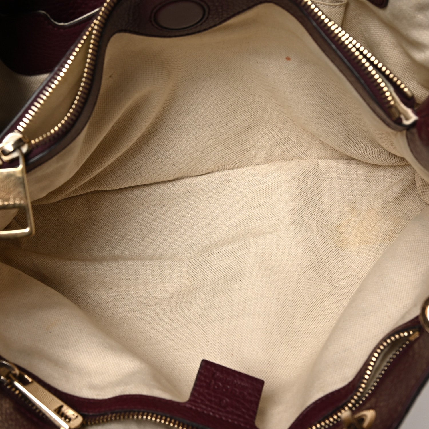 Gucci Pebbled Calfskin Medium Bamboo Shopper Tote Burgundy 5 of 11