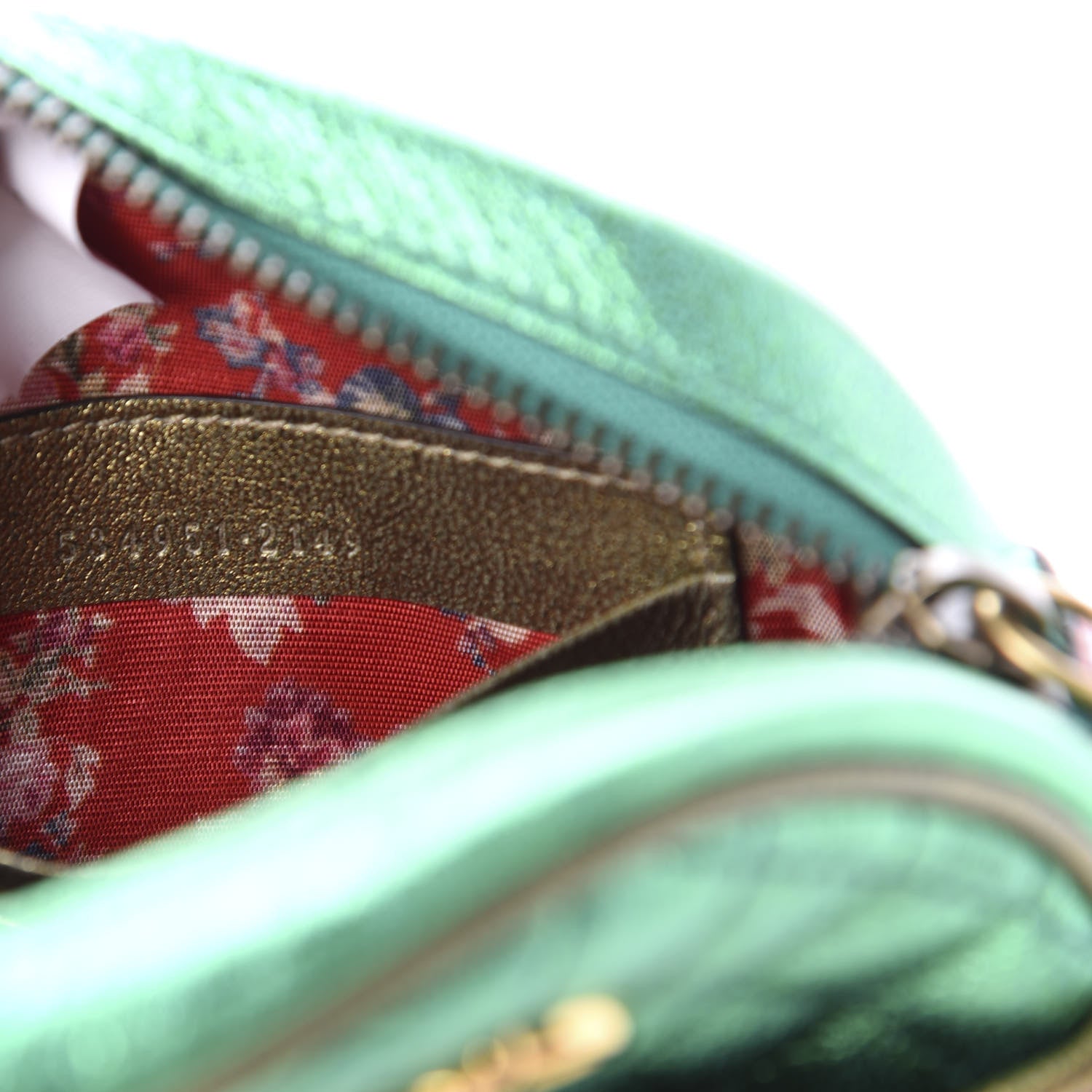 Gucci Laminated Nappa Trapuntata Mini Zumi Dome Shoulder Bag Rosso Jasmine Green Rame 9 of 10