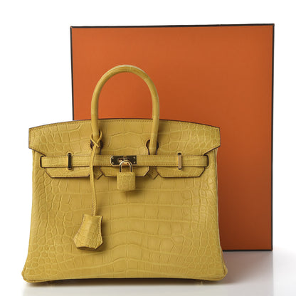 Hermes Matte Alligator Birkin 25 Jaune Ambre 33 of 33