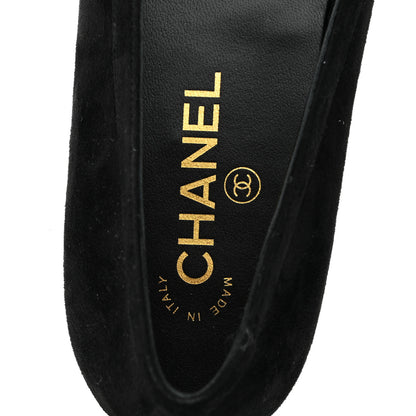 Chanel Suede Crystal CC Mocassin Loafers 39.5 Black 7 of 9
