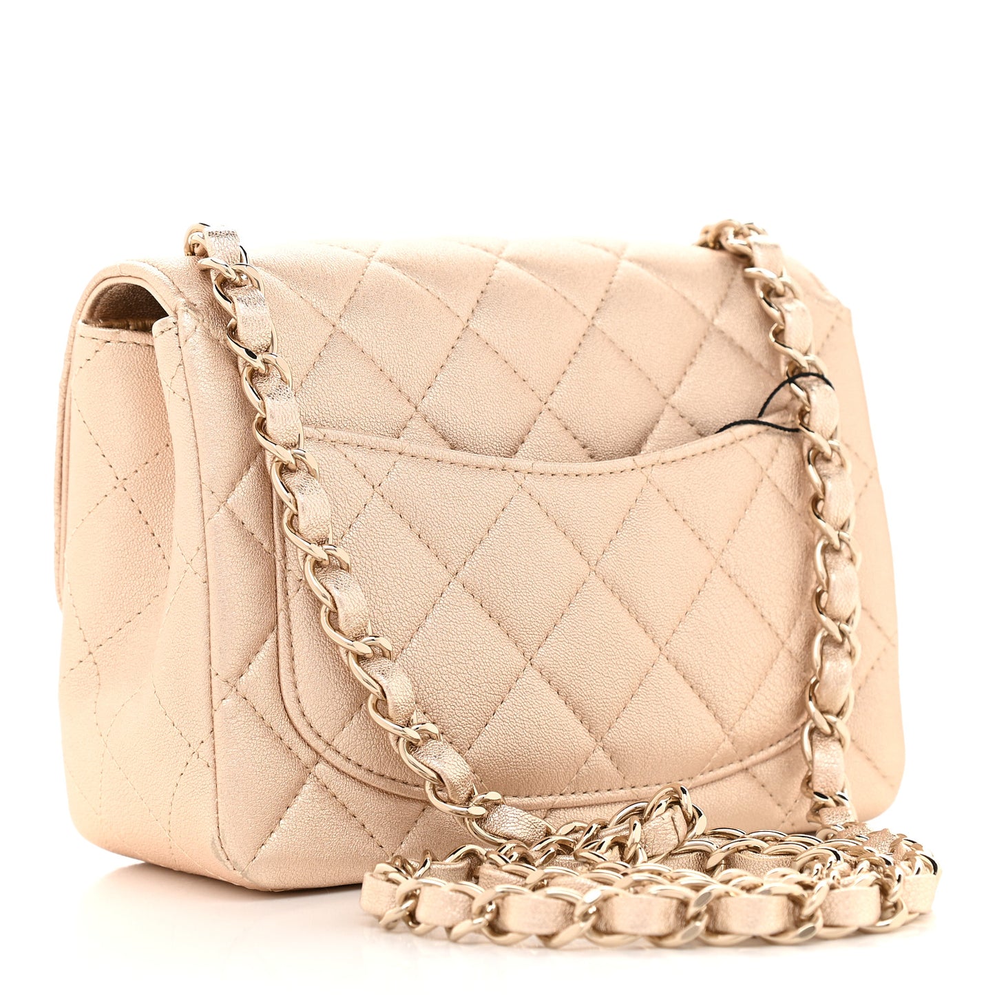 Metallic Lambskin Quilted Mini Square Flap Gold