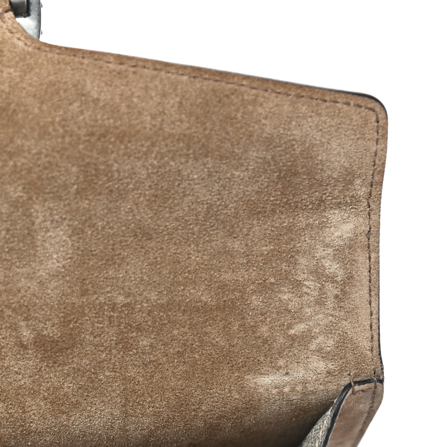 GG Supreme Monogram Suede Crystal Small Dionysus Shoulder Bag Beige Ebony Taupe
