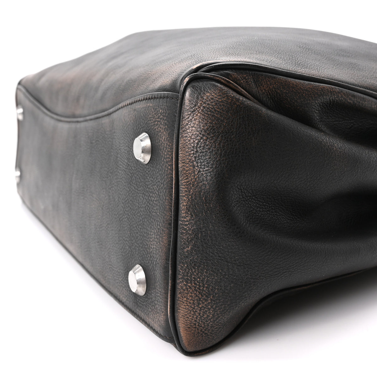 Used Calfskin Large Rodeo Top Handle Handbag Brown