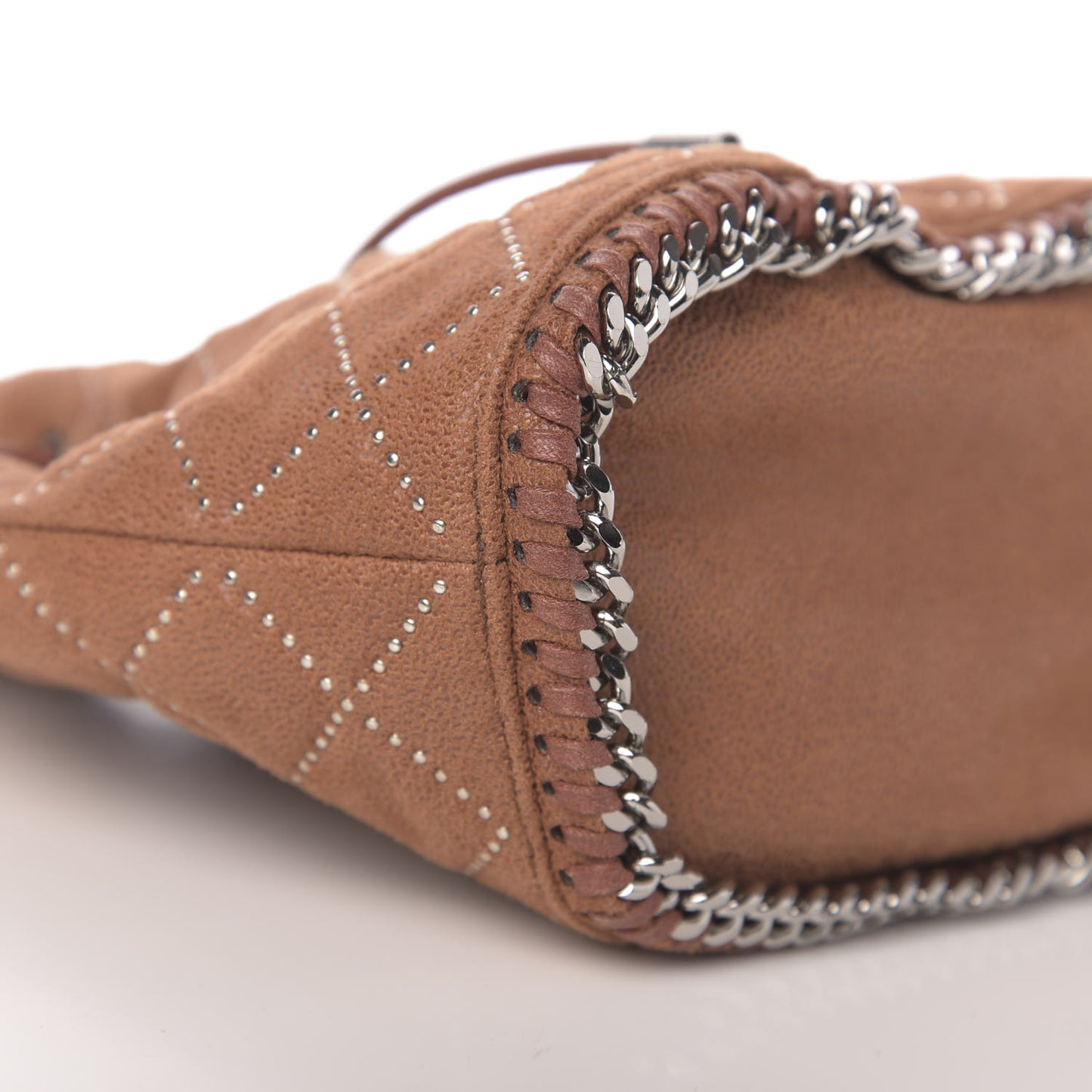 Shaggy Deer Small Falabella Quilted Studded Bucket Bag Brandy