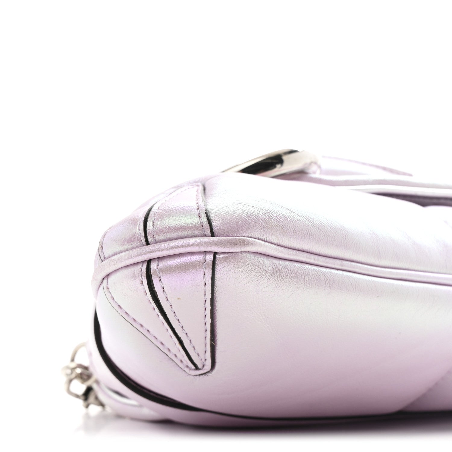 Gucci Iridescent Nappa Vertical Matelasse Medium Maxi Horsebit Chain Shoulder Bag Escape Pink 9 of 10